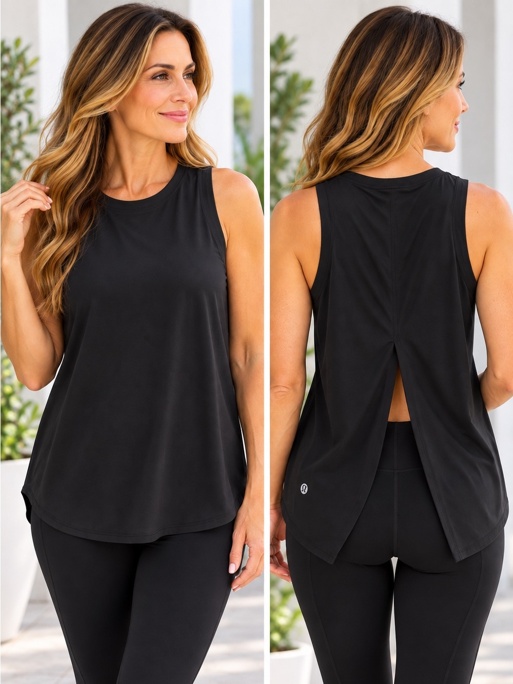 Lululemon Open Back Tank Top Size S Black Sleeveless Athletic Activewear Yoga
